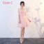 Affordable Pearl Pink Bridesmaid Dresses 2018 A-Line / Princess Bow Sash Short Ruffle Backless Wedding Party Dresses