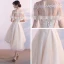 Erschwinglich Schöne Abiballkleider 2017 Mit Spitze Applikationen Rückenfreies Off Shoulder Kurze Ärmel Asymmetrisch Champagner Ballkleid