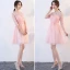 Affordable Pearl Pink Bridesmaid Dresses 2018 A-Line / Princess Bow Sash Short Ruffle Backless Wedding Party Dresses