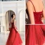 Luxury / Gorgeous Burgundy Prom Dresses 2019 A-Line / Princess Spaghetti Straps Sleeveless Beading Floor-Length / Long Ruffle Backless Formal Dresses