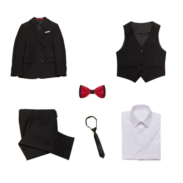 Simple Noire Cravate Costumes De Mariage pour garçons 2019