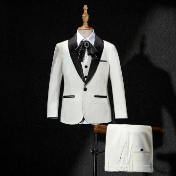 Élégant Noire Faux Diamant Cravate Ivoire Costumes De Mariage Pour Garçons 2019