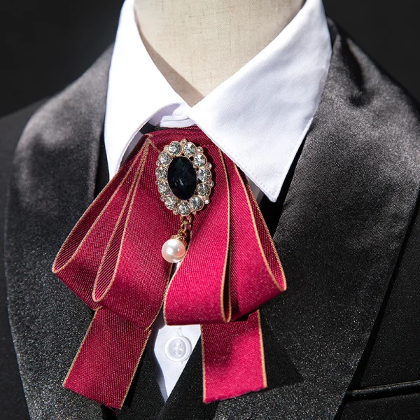 Enkla Röd Rhinestone Slips Svarta Killar Bröllop Passar 2019