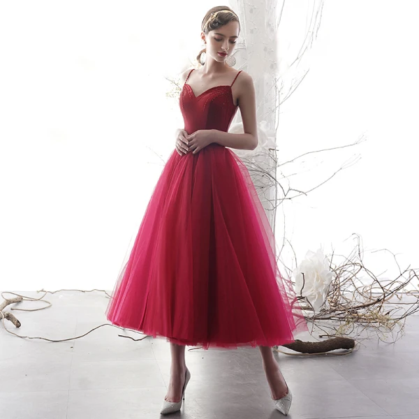 Modest Simple Burgundy Homecoming Graduation Dresses 2019 A-Line Princess Spaghetti Modest Simple Burgundy Homecoming Graduation Dresses 2019 A-Line Princess Spaghetti