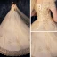 Bling Bling Champagne Wedding Dresses 2019 Ball Gown Off-The-Shoulder Short Sleeve Backless Beading Appliques Lace Glitter Tulle Royal Train Ruffle