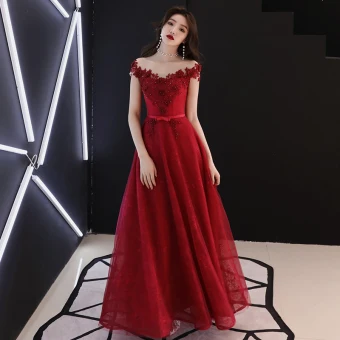 Chic Belle Bordeaux Transparentes Robe De Soirée 2019 Princesse Encolure Dégagée Sans Manches Appliques Fleur Faux Diamant Noeud Ceinture Longue Volants Dos Nu Robe De Ceremonie