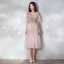 Chic / Beautiful Blushing Pink Homecoming Graduation Dresses 2019 A-Line / Princess Spaghetti Straps Short Sleeve Appliques Flower Pearl Glitter Tulle Tea-length Ruffle Backless Formal Dresses