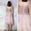 Chic / Beautiful Blushing Pink Homecoming Graduation Dresses 2019 A-Line / Princess Spaghetti Straps Short Sleeve Appliques Flower Pearl Glitter Tulle Tea-length Ruffle Backless Formal Dresses