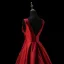 Chic / Belle Bordeaux Satin Robe De Soirée 2019 Princesse Encolure Dégagée Sans Manches Appliques En Dentelle Tribunal Train Volants Dos Nu Robe De Ceremonie