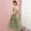 Modest / Simple Sage Green Homecoming Graduation Dresses 2019 A-Line / Princess Spaghetti Straps Sleeveless Tea-length Ruffle Backless Formal Dresses