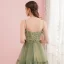 Modest / Simple Sage Green Homecoming Graduation Dresses 2019 A-Line / Princess Spaghetti Straps Sleeveless Tea-length Ruffle Backless Formal Dresses