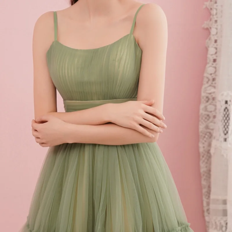 Modest Simple Sage Green Spaghetti Straps Homecoming Graduation Dresses 2019