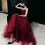 Chic / Beautiful Burgundy Evening Dresses  2019 A-Line / Princess Spaghetti Straps Sleeveless Beading Glitter Sequins Floor-Length / Long Ruffle Backless Formal Dresses