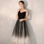 Modern / Fashion Black Gradient-Color Homecoming Graduation Dresses 2019 A-Line / Princess One-Shoulder Sleeveless Glitter Tulle Tea-length Ruffle Backless Formal Dresses