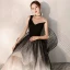 Modern / Fashion Black Gradient-Color Homecoming Graduation Dresses 2019 A-Line / Princess One-Shoulder Sleeveless Glitter Tulle Tea-length Ruffle Backless Formal Dresses