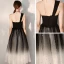 Modern / Fashion Black Gradient-Color Homecoming Graduation Dresses 2019 A-Line / Princess One-Shoulder Sleeveless Glitter Tulle Tea-length Ruffle Backless Formal Dresses