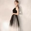 Unique Noire Dégradé De Couleur de retour Robe De Graduation 2019 Princesse Bretelles Spaghetti Une épaule Noeud Glitter Tulle Thé Longueur Volants Dos Nu Robe De Ceremonie