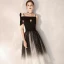Unique Noire Dégradé De Couleur de retour Robe De Graduation 2019 Princesse Bretelles Spaghetti Une épaule Noeud Glitter Tulle Thé Longueur Volants Dos Nu Robe De Ceremonie