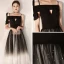 Unique Noire Dégradé De Couleur de retour Robe De Graduation 2019 Princesse Bretelles Spaghetti Une épaule Noeud Glitter Tulle Thé Longueur Volants Dos Nu Robe De Ceremonie