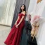 Chic Bordeaux Robe De Soirée 2019 Princesse De l'épaule Manches Courtes Appliques En Dentelle Plumes Glitter Tulle Longue Volants Dos Nu Robe De Ceremonie