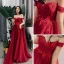 Chic Bordeaux Robe De Soirée 2019 Princesse De l'épaule Manches Courtes Appliques En Dentelle Plumes Glitter Tulle Longue Volants Dos Nu Robe De Ceremonie