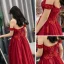 Chic Bordeaux Robe De Soirée 2019 Princesse De l'épaule Manches Courtes Appliques En Dentelle Plumes Glitter Tulle Longue Volants Dos Nu Robe De Ceremonie