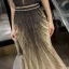 Luxe Champagne Robe De Soirée 2019 Trompette / Sirène Col v profond Sans Manches Fait main Perlage Train De Balayage Dos Nu Robe De Ceremonie