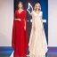 Mode Rot Chiffon Abendkleider 2019 Meerjungfrau V-Ausschnitt Lange Ärmel Lange Rüschen Rückenfreies Festliche Kleider