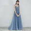 Meilleur Bleu Ciel Robe De Soirée 2019 Princesse Transparentes Col v profond Sans Manches Perlage Glitter Tulle Train De Balayage Volants Dos Nu Robe De Ceremonie