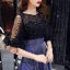 Bling Bling Bleu Roi Transparentes Robe De Fete 2019 Princesse Encolure Carrée 1/2 Manches Tachetée Tulle Glitter Paillettes Mi-Longues Volants Robe De Ceremonie