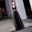 Modern / Fashion Black See-through Evening Dresses  2019 A-Line / Princess High Neck Long Sleeve Beading Sequins Sash Floor-Length / Long Pleated Formal Dresses