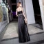 Modern / Fashion Black See-through Evening Dresses  2019 A-Line / Princess High Neck Long Sleeve Beading Sequins Sash Floor-Length / Long Pleated Formal Dresses