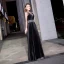 Modern / Fashion Black See-through Evening Dresses  2019 A-Line / Princess High Neck Long Sleeve Beading Sequins Sash Floor-Length / Long Pleated Formal Dresses