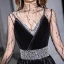 Modern / Fashion Black See-through Evening Dresses  2019 A-Line / Princess High Neck Long Sleeve Beading Sequins Sash Floor-Length / Long Pleated Formal Dresses
