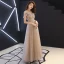 Elegante Champagner Abendkleider 2019 A Linie Spaghettiträger Kurze Ärmel Pailletten Perlenstickerei Glanz Tülle Lange Rüschen Rückenfreies Festliche Kleider