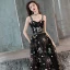 Lovely Black Evening Dresses  2019 A-Line / Princess Shoulders Sleeveless Sash Cartoon Embroidered Floor-Length / Long Ruffle Backless Formal Dresses
