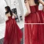 Chic / Beautiful Burgundy Evening Dresses  2019 A-Line / Princess Amazing / Unique Strapless Sleeveless Glitter Tulle Floor-Length / Long Ruffle Backless Formal Dresses