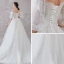 Affordable Ivory Wedding Dresses 2019 A-Line / Princess Off-The-Shoulder Puffy 1/2 Sleeves Backless Appliques Lace Pearl Sweep Train Ruffle