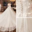 Chic / Belle Ivoire Robe De Mariée 2019 Princesse De l'épaule Manches Courtes Dos Nu Appliques Fleur Perle Chapel Train Volants