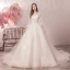 Bling Bling Champagne Robe De Mariée 2019 Princesse V-Cou Transparentes Gonflée 3/4 Manches Dos Nu Paillettes Perlage Glitter Tulle Chapel Train Volants