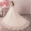 Bling Bling Champagne Robe De Mariée 2019 Princesse V-Cou Transparentes Gonflée 3/4 Manches Dos Nu Paillettes Perlage Glitter Tulle Chapel Train Volants