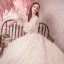 Bling Bling Champagne Robe De Mariée 2019 Princesse V-Cou Transparentes Gonflée 3/4 Manches Dos Nu Paillettes Perlage Glitter Tulle Chapel Train Volants