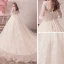 Bling Bling Champagne Robe De Mariée 2019 Princesse V-Cou Transparentes Gonflée 3/4 Manches Dos Nu Paillettes Perlage Glitter Tulle Chapel Train Volants