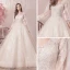 Bling Bling Champagne Robe De Mariée 2019 Princesse V-Cou Transparentes Gonflée 3/4 Manches Dos Nu Paillettes Perlage Glitter Tulle Chapel Train Volants