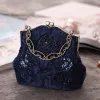 Vintage / Retro Navy Blue Sequins Beading Pearl Embroidered Clutch Bags 2019