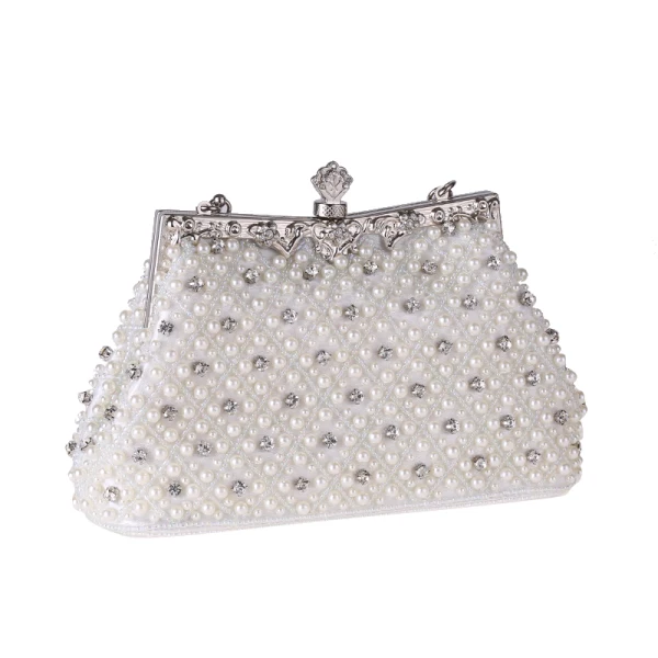 Chic / Belle Argenté Faux Diamant Perlage Perle Pochette 2019