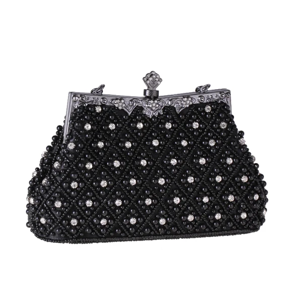 Chic / Belle Argenté Faux Diamant Perlage Perle Pochette 2019