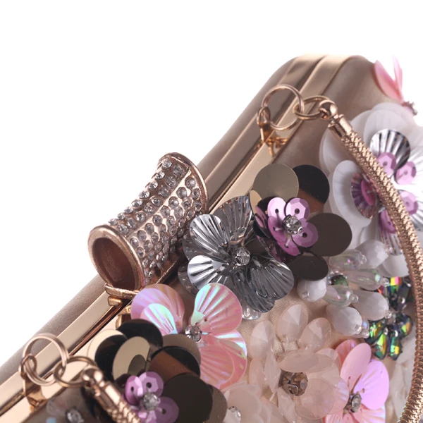 Bloemenfee Goud Handtassen Kralen Rhinestone Pailletten Bloem Accessoires 2019