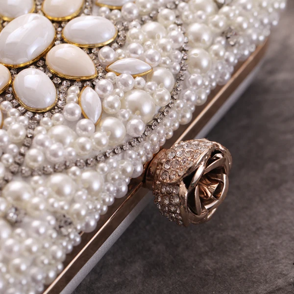 Modern / Fashion Ivory Clutch Bags Beading Pearl Rhinestone Accessories 2019