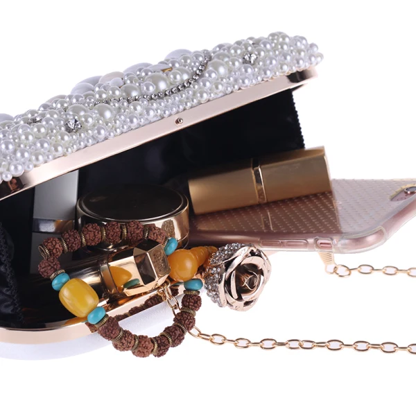 Modern / Fashion Ivory Clutch Bags Beading Pearl Rhinestone Accessories 2019